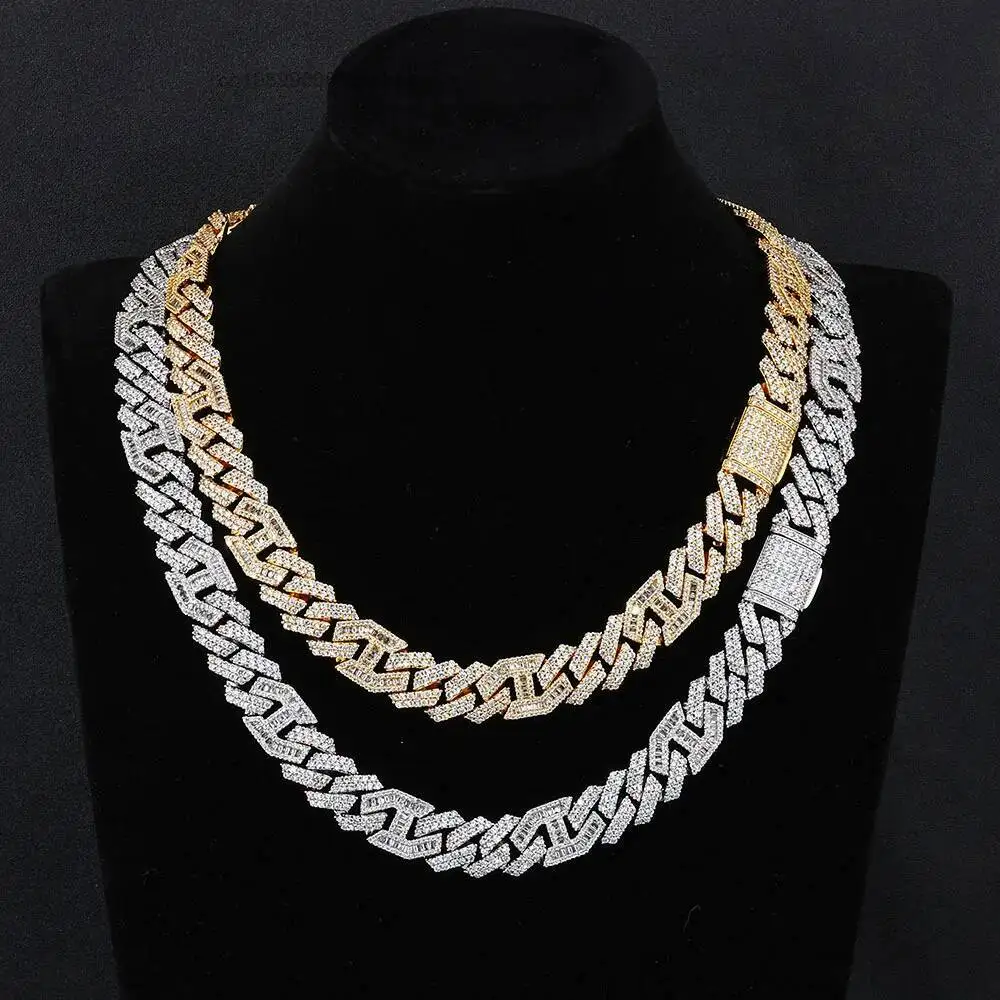 Fashion Factory Wholesale OEM ODM Luxury 15mm 925 Sterling Silver Moissanite Fine Jewelry Women Cuban Link Chain Men Hip Hop Nec