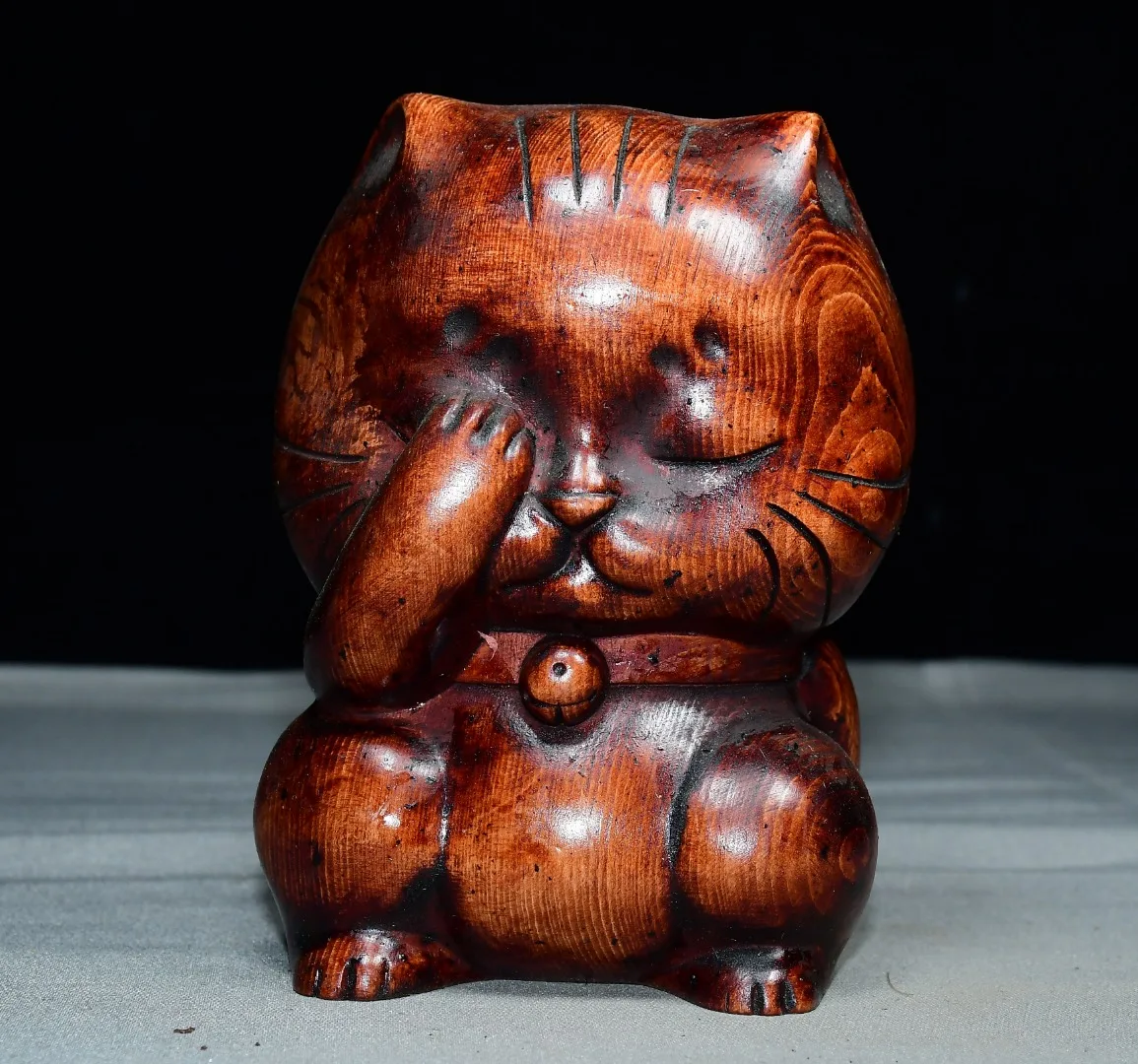 

5-дюймовая статуэтка кошки из старого самшита, приносящая удачу, издает звук «мяу-мяу», приносит богатство, символизирует накопление богатства, декоративное украшение.