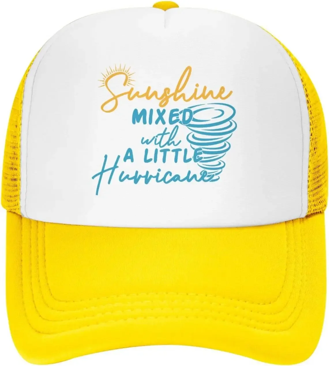 Sunshine Mixed with A Little Hurricane Sun Mesh Hats Sport Fashion Baseball Cap Cool Trucker Hat for Men Women Black