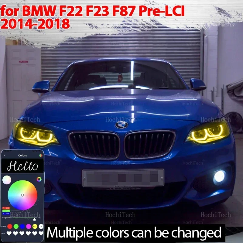 

4x RGB colorful Light Rings App control DRL LED Angel Eyes Kit For BMW 2 series F22 F23 F87 2014-2018 218i 220i 228i 218d 220d