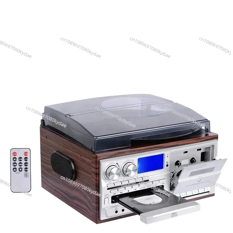All In One Turntable Player Gramophone Vinyl Record Player With External Speakers AM FM Radio Bluetooth Cassette Play
