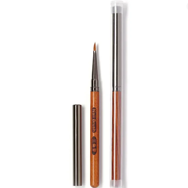 Pincel de Mango Redondo de Madera Triangular para Pétalos, Pincel de Línea Acrílico para Uñas, Pintura de Flores y Cuadrículas, Herramienta de Manicura 2