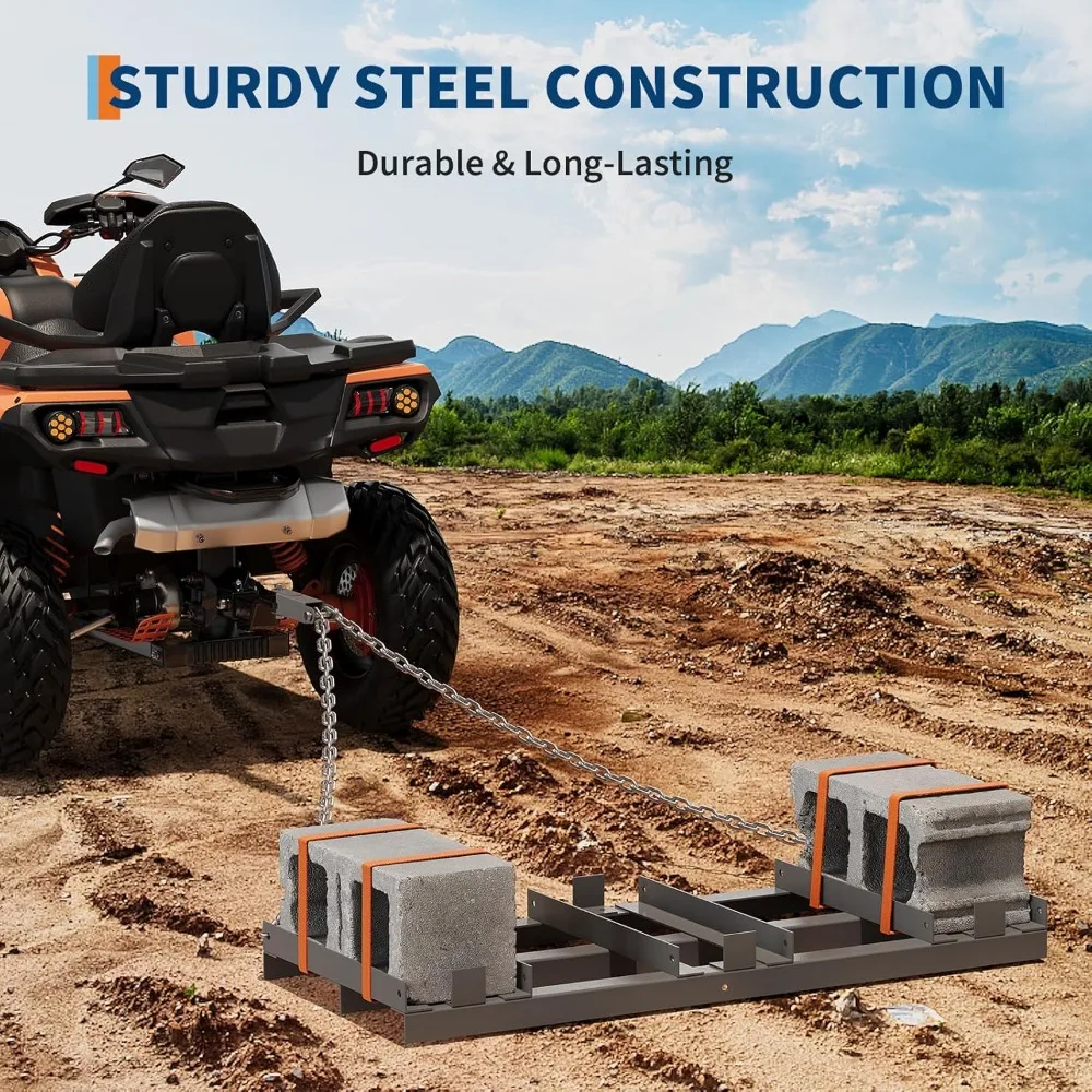 6피트 헤비듀티 드래그 해로우 (ATV, 트랙터, UTV용) - 체인 링크가 있는 드라이브웨이 그레이더, 조경 작업용 견인식