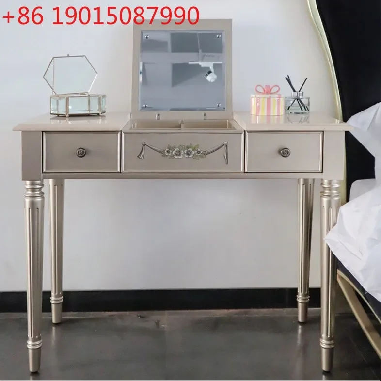 American light luxury solid wood dresser, European simple modern clamshell makeup table, mini small desk storage table