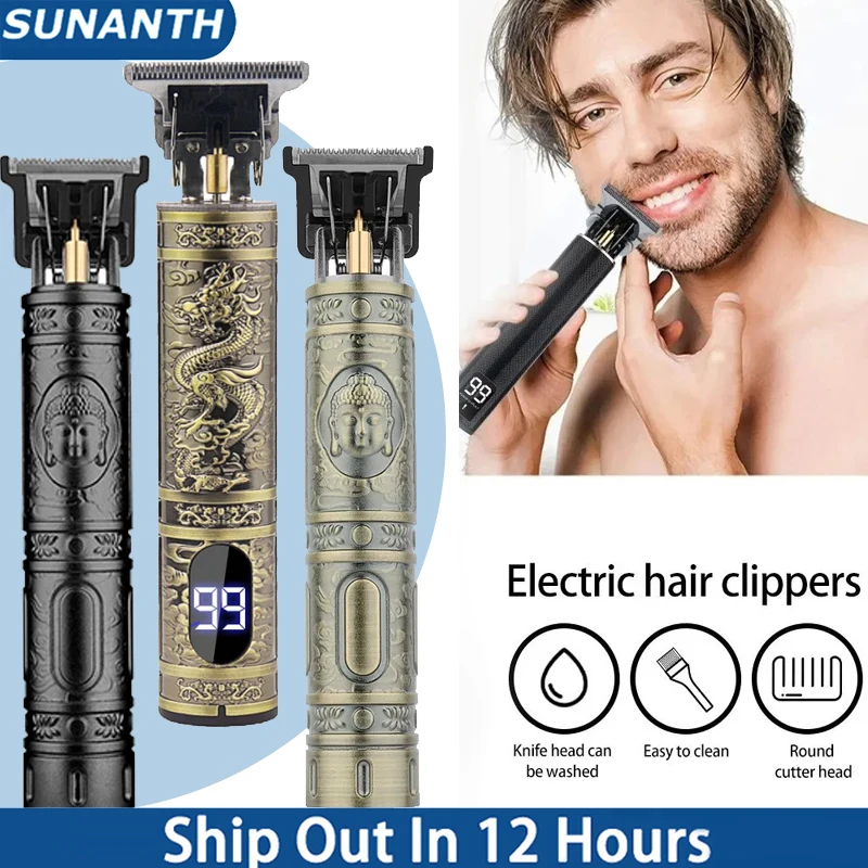 

Men's Vintage Hair Trimmer T9 Engrave USB Fast Charging Hair Cutting Beard Shave For Men Portable Rechargeable Hairdresse