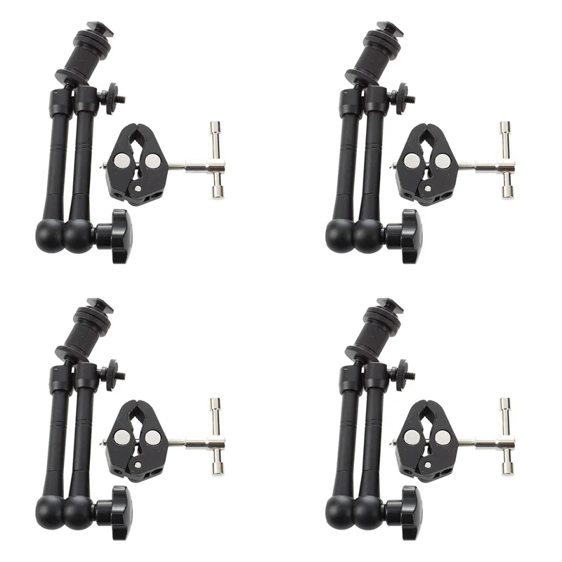 

ABGI-4Pcs 11 Inch Friction Articulating Magic Arm + Super Clamp Crab Plier Clip For DSLR