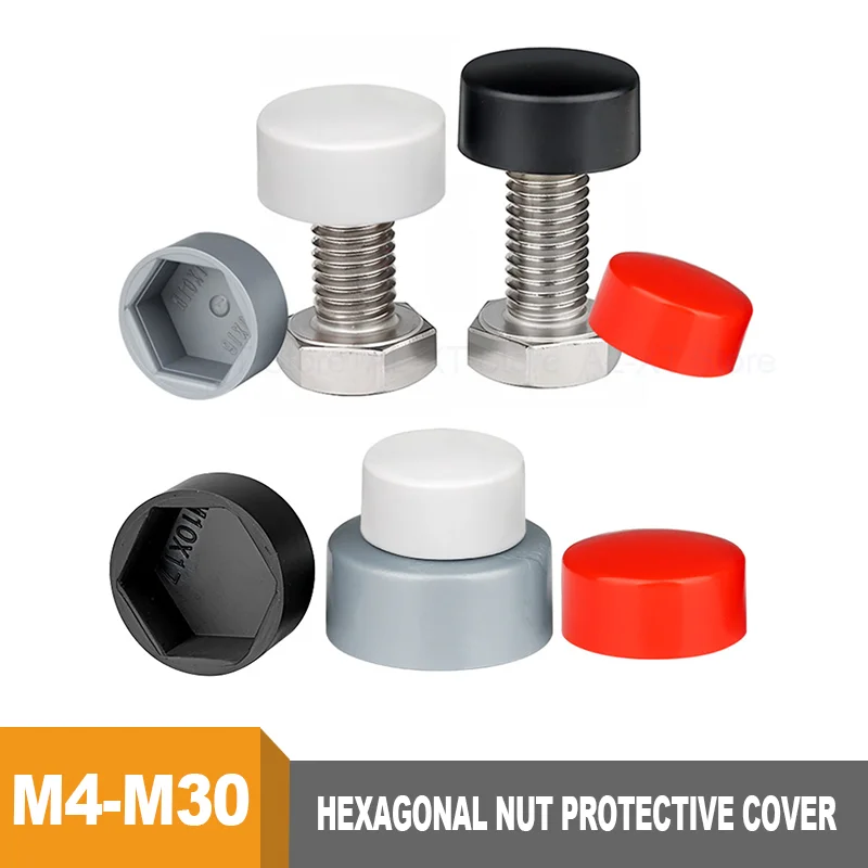 M4 M5 M6 M8 M10 M12 M14 M16 M18 M20 M24 M27 M30 PE Plastic Hex Nut Protective Cover Screw Decorative Cap Dust Cap  Black/white