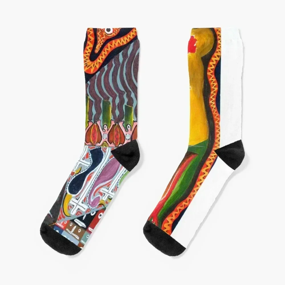 

african art, pop art, surrealist art, mysterious paterns, urban contemporary canvas printed on Clothing, Me Socks