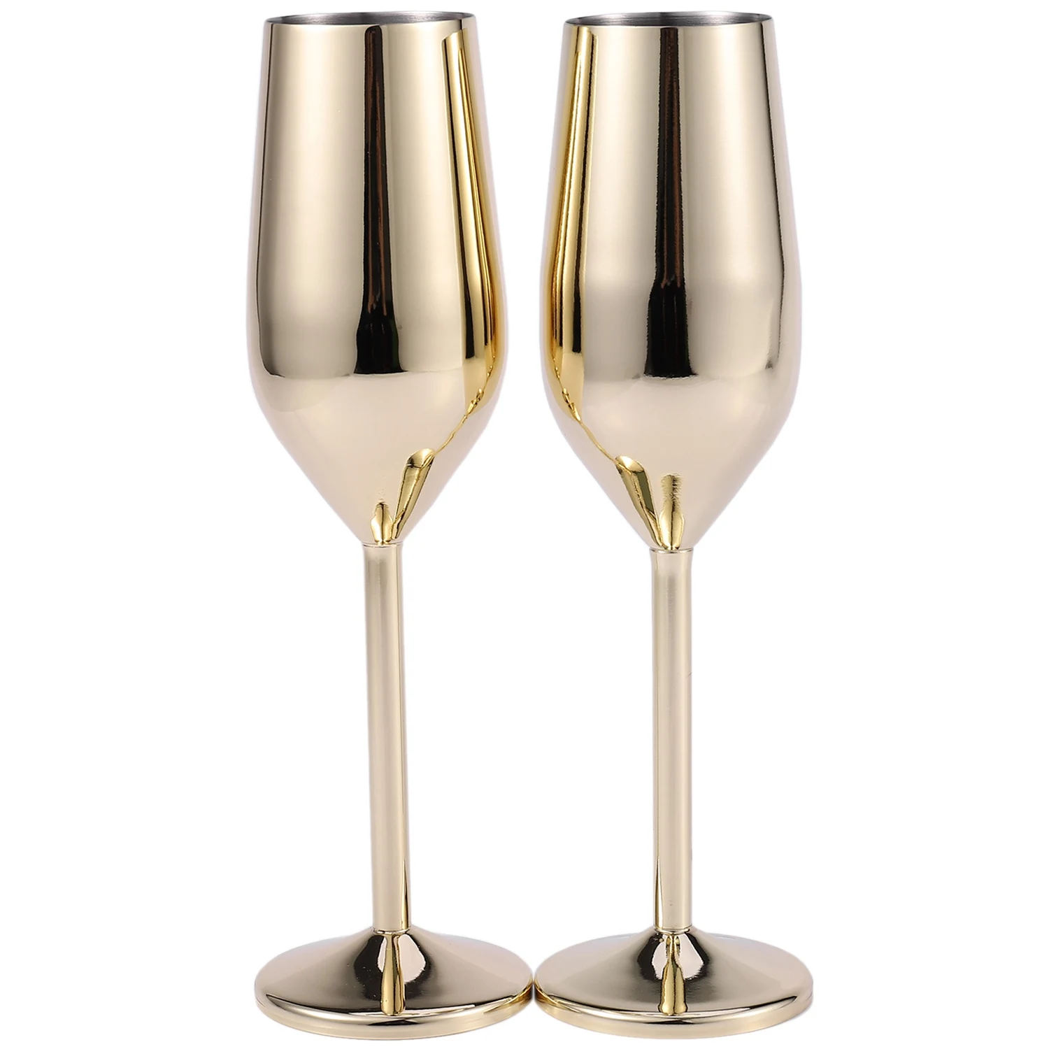 Verres à champagne incassables en acier inoxydable, flûtes à champagne en or brossé, tasse à clicks, vin de mariage, grillage de mariage, 2 pièces par ensemble