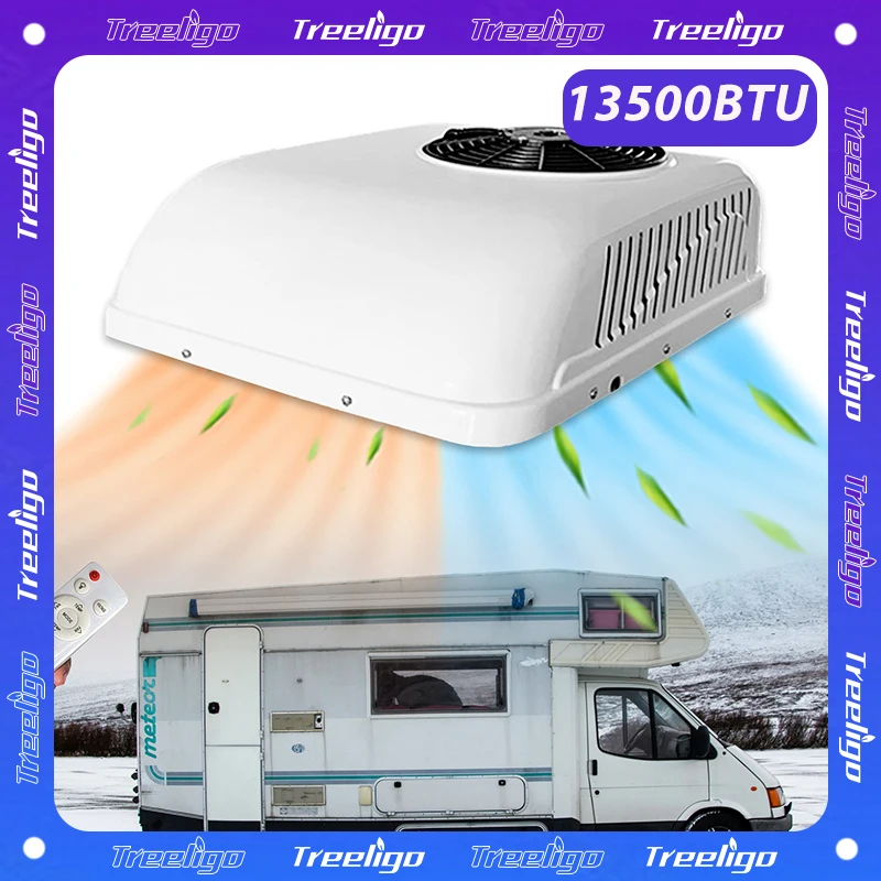 

Treeligo Low noise Cool Electric Car Truck Rooftop Parking 12V 13500BTU Air Conditioner For Camper RV Motorhome Caravan Tractor