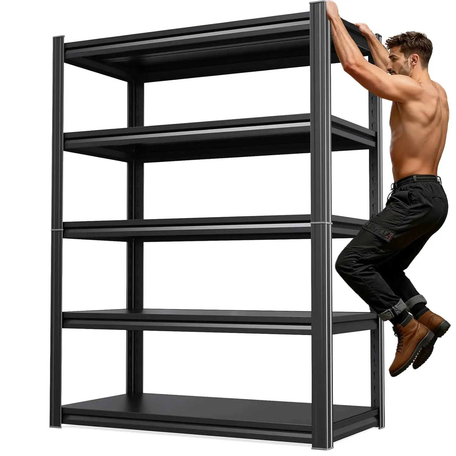 

72''H 36''W 2500LBS Adjustable Heavy Duty 5 Tier Metal Wood Storage Shelving Unit Rack for Garage Kitchen Pantry Laundry, Custom