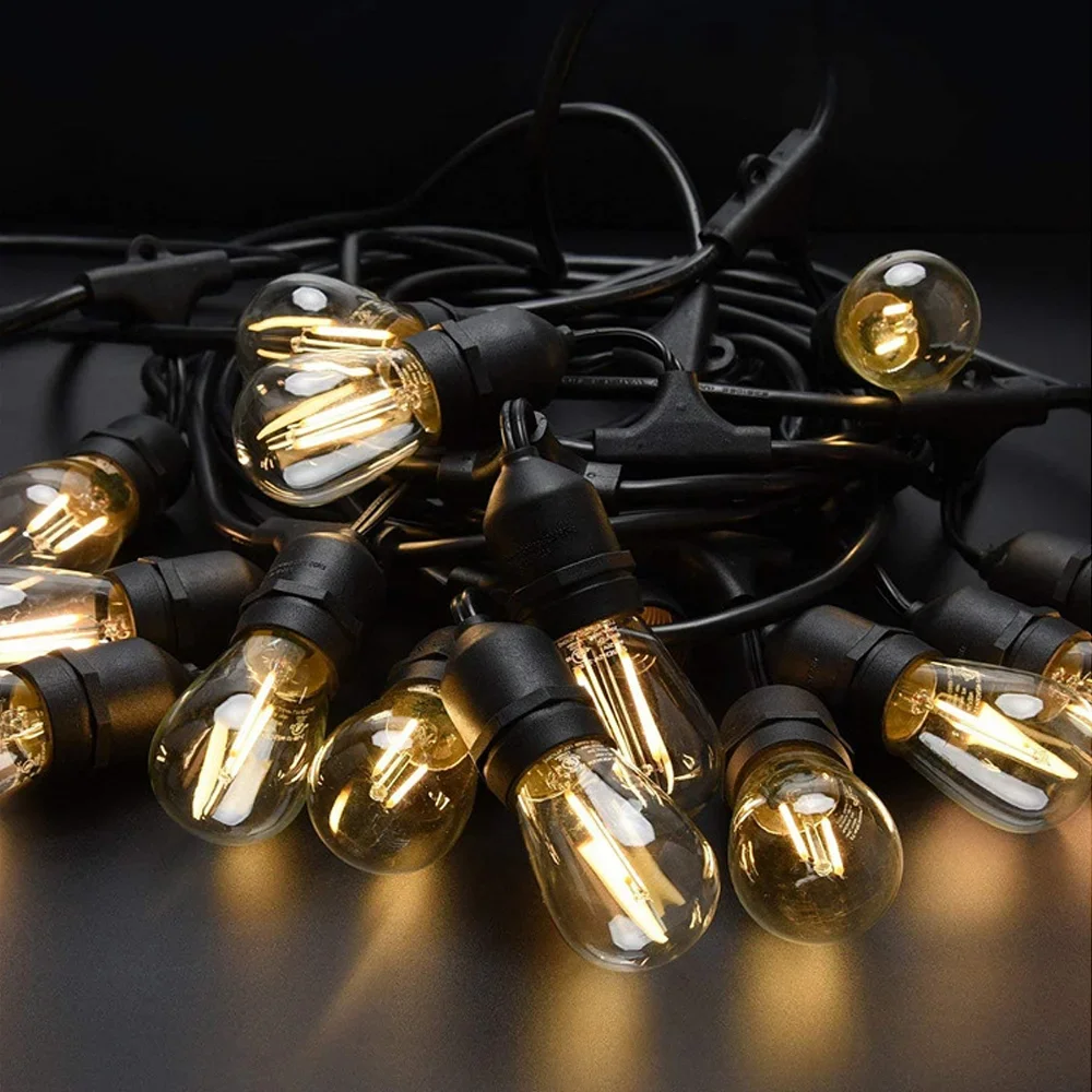 10M Patio String Light Outdoor Garland Lights ,220V lampada a sospensione collegabile per la decorazione della festa del balcone del portico del cortile, E27