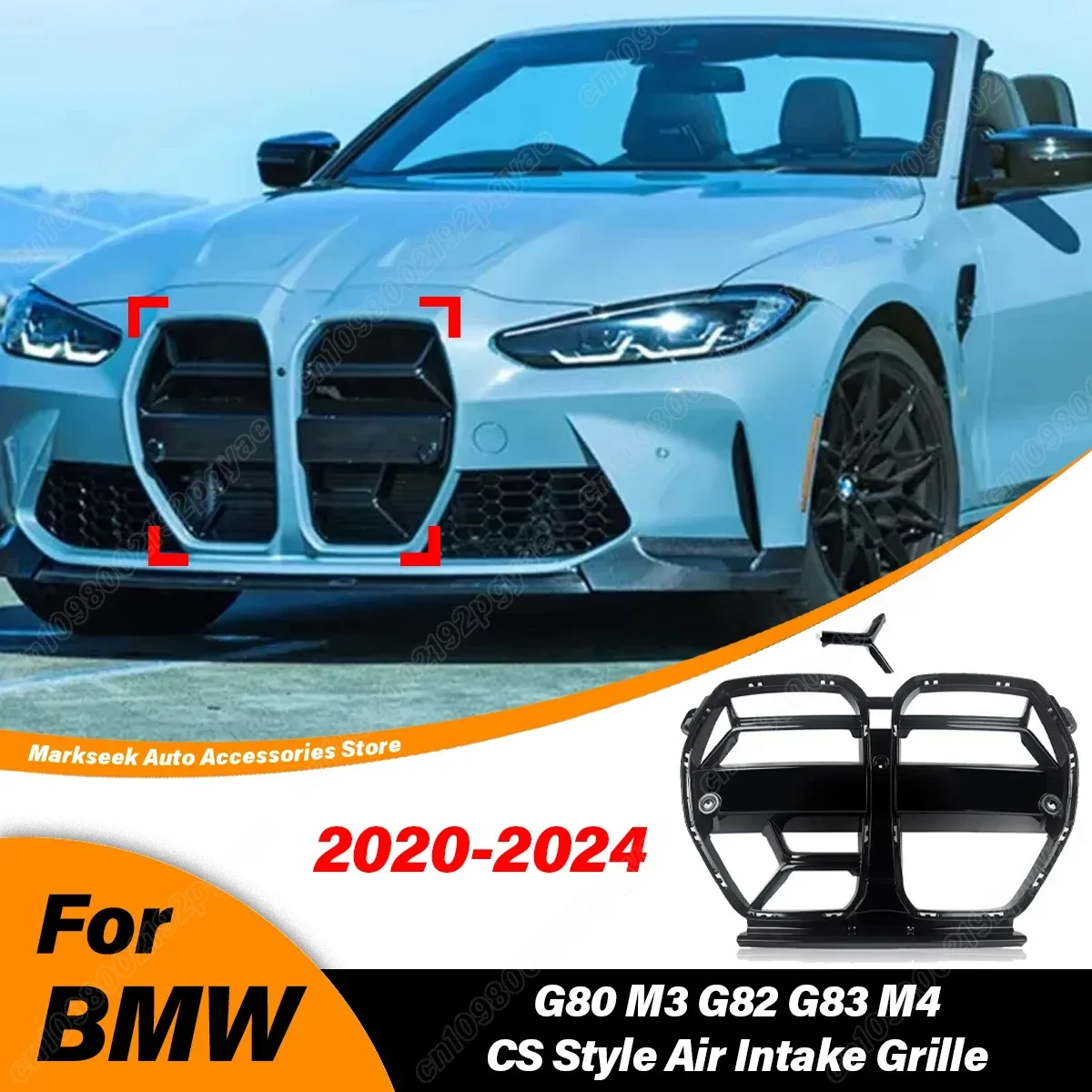

Для BMW M3 M4 G80 G82 G83 2020 2021 2022 2023 2024 CS Стиль Передние гоночные решетки Воздухозаборная решетка Внешние обвесы Аксессуары