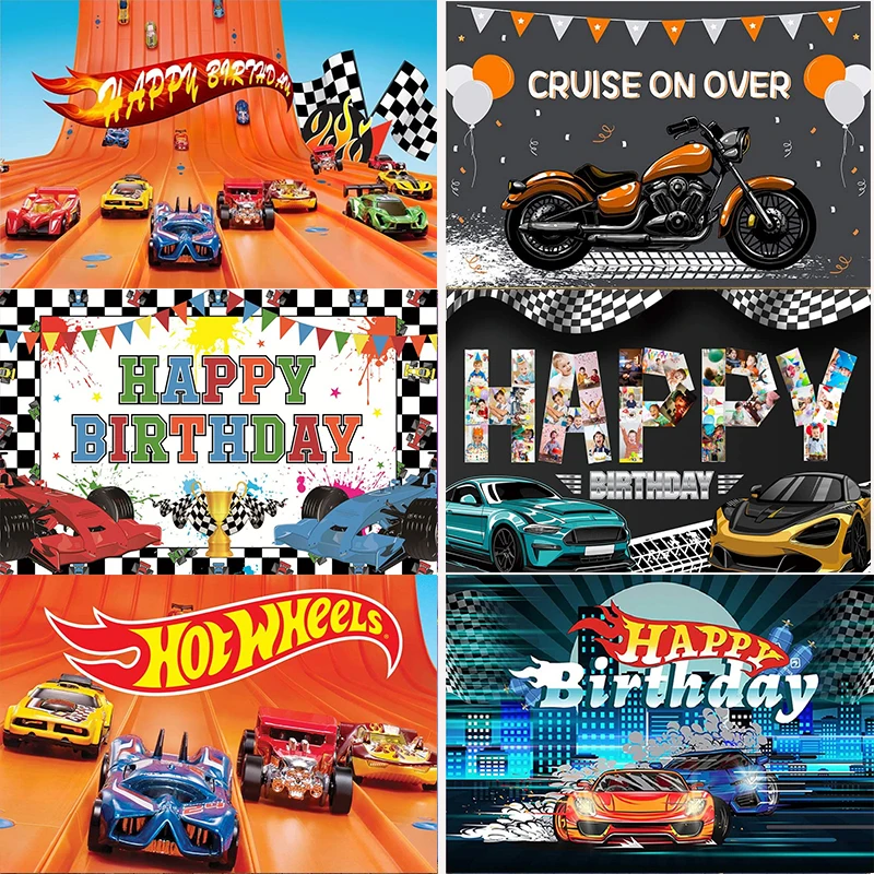 

Racing Car Race Hot Wheels Speed Cars Party Backdrop Background Photography Backdrops Route 66 Photo Gas Station Newborn Props