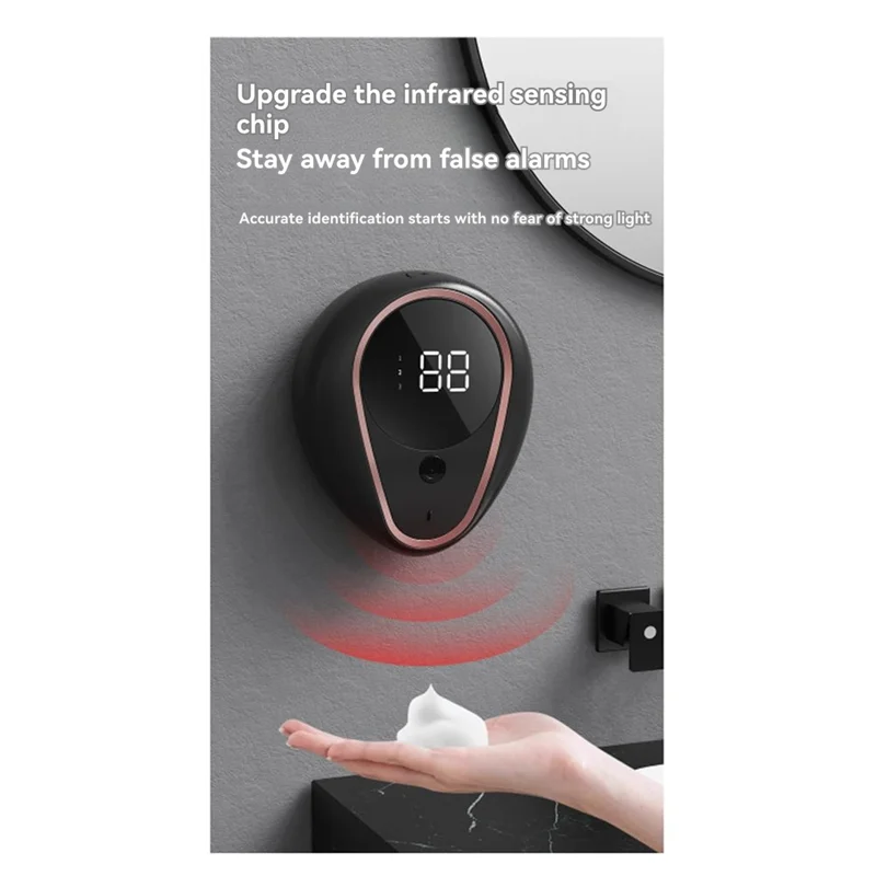 1500Mah رغوة قابلة للشحن الصابون 300 مللي موزع الصابون الأوتوماتيكي الحائط الذكية غسل اليد موزع الصابون