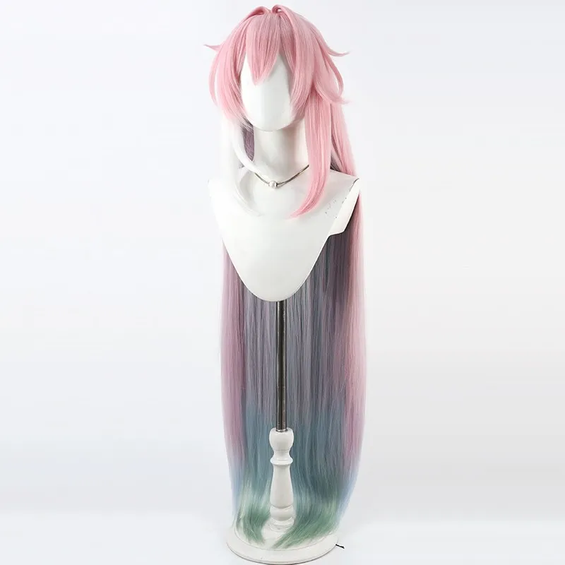 أنيمي سيرين شعر مستعار تأثيري لعبة هونكاي ستار السكك الحديدية الوردي طويل خصلات الشعر المستعار للنساء الفتيات أمفوريوس Aedes Elysiae حفلة الهالوين