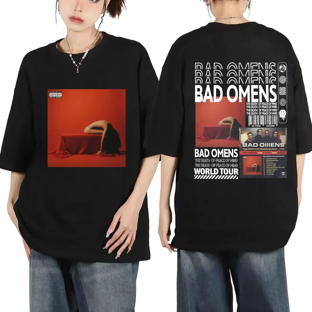 Bad Omens Rock Bands Album WurId Tour Poster Grephlc T Shirts High Street Trend Fashion T-shirts Summer Oversized Cotton T-shirt