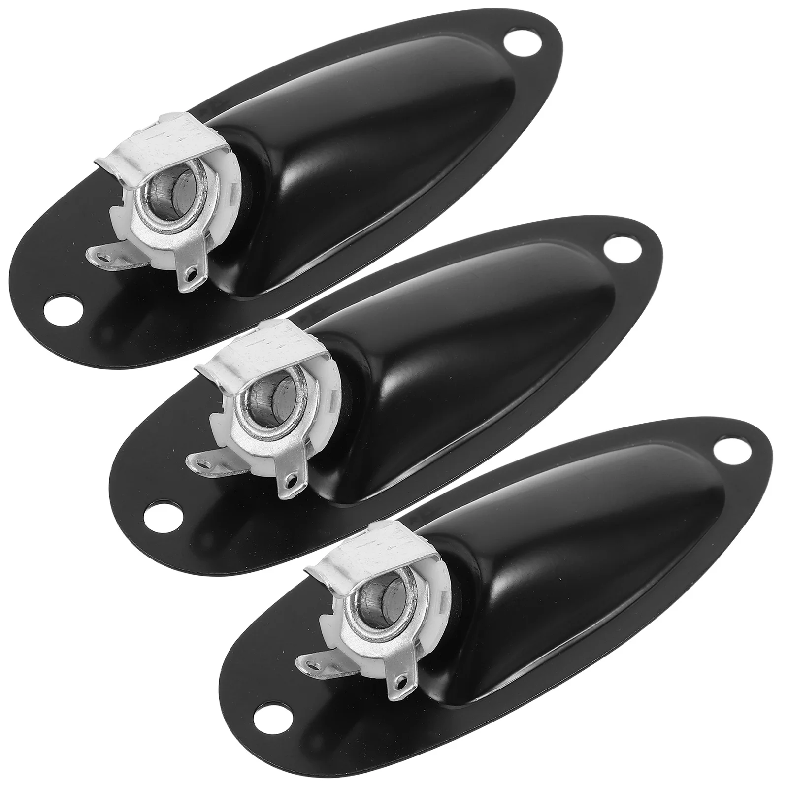 

3Pcs Black Electric Guitar Boat Jack Plate 6.35mm Output Pickup Socket for Guitar Parts Accessories Speaker Jack Plate