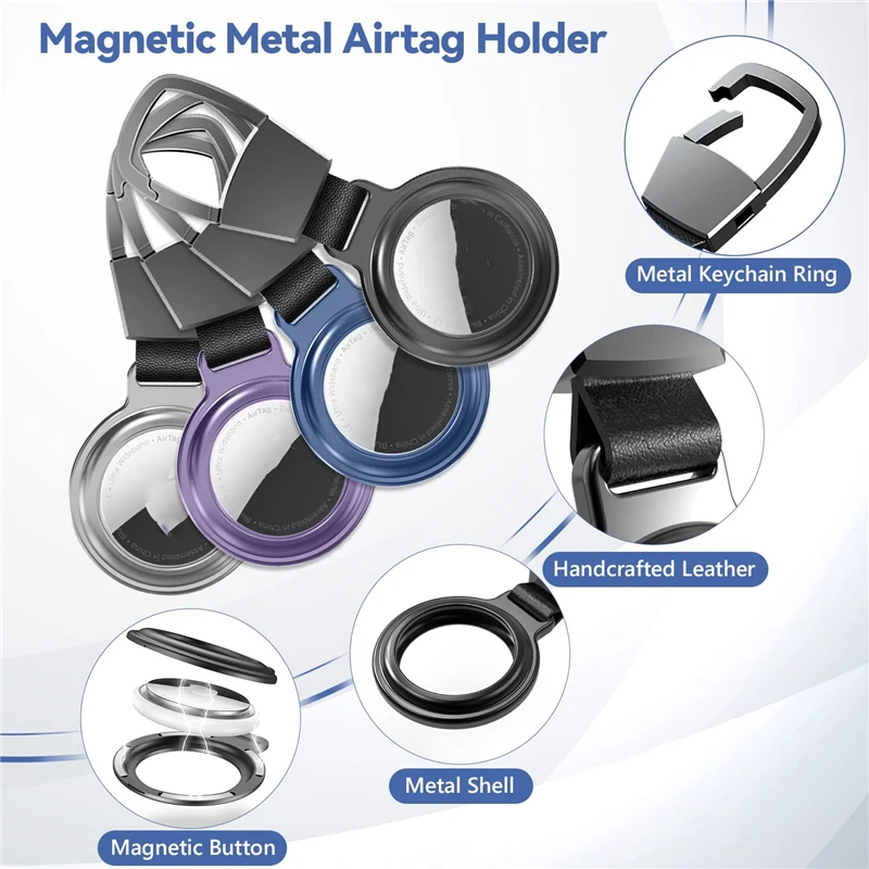 Metal Magnetic Shockproof Anti-Lost Scratch Keychain Holder Case For iPhone Air Tag Locator Keychain Protector Metal Full Cover