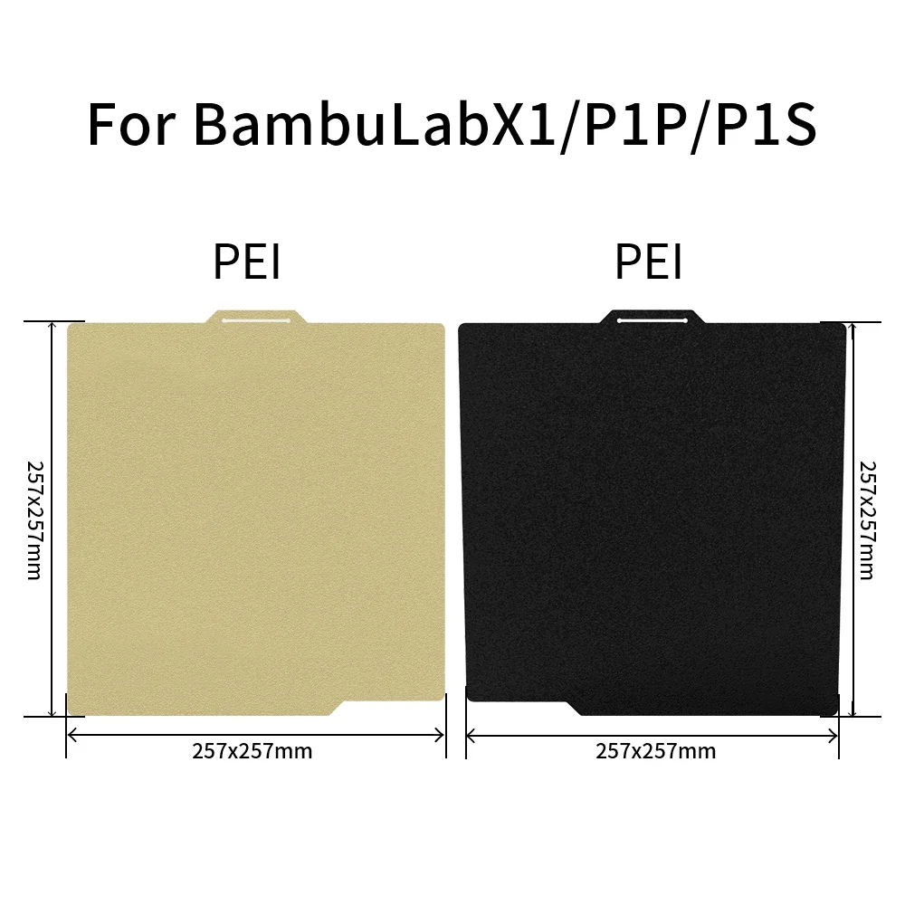 257x257 PEI Textured Build Plate For BambuLabx1 X1C P1P Double sided PEI hot bed sticker Lab A1 3D Printer Heat Paper