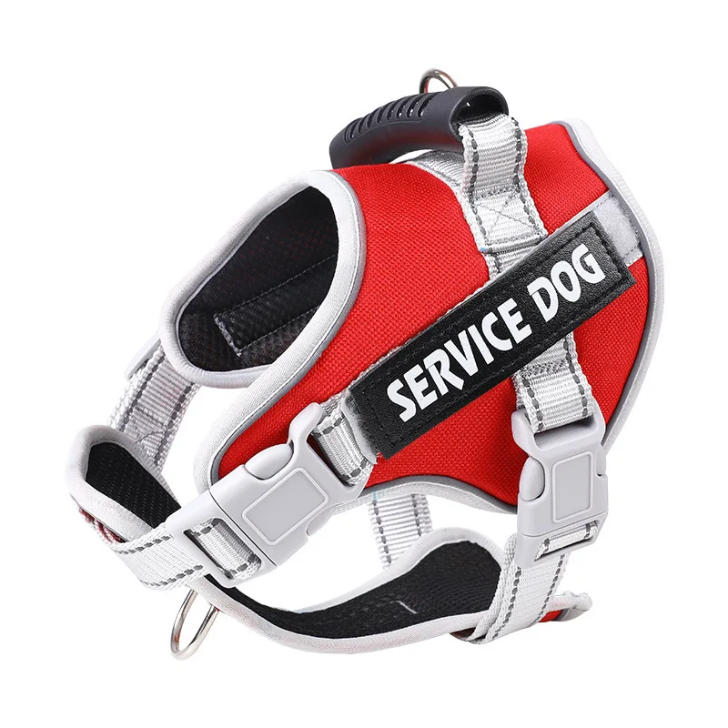 L-XXL Large Service Dog Harness Pet Control Reflective Collar Soft Vest Removable Patches Emotional Support Therapy Dog