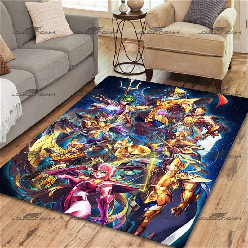 Classic Animated Seiya Decorative Carpet Square Flannel Zodiac Rugs Modern Home Living Room Floor Mats Bedroom Carpet