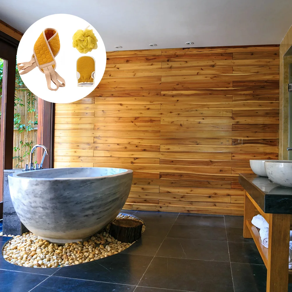 

3 pcs Bath Scrubber Set Long Strap Shower Sponge For Back Cleaning Deep Exfoliation Washcloth Bathing Supplies Portable Bath