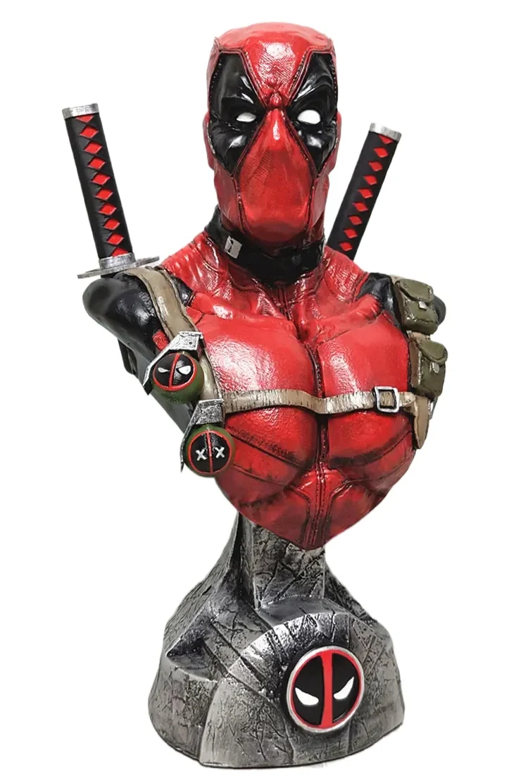 

33cm X-Men Superhero Dead pool Bust Head portrait Resin Action Figure statue Collectible Model home decoration toy gift