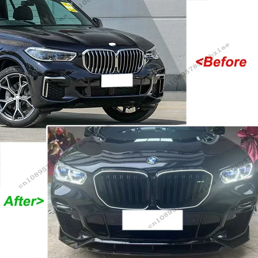 LED Front Radiator Kidney Bumper Grill Accessories For BMW X5 G05 xDrive 30i 35d 40i M50i 2018-2023 Gloss Black Grill Body Kit