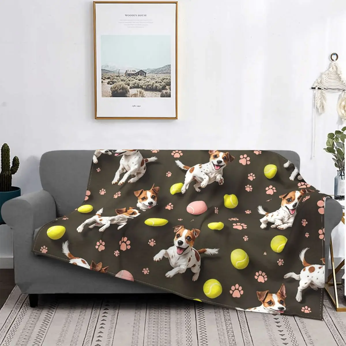 

Jack Russell Terrier Dog Blanket Soft Warm Flannel Throw Blanket Bedspread for Bed Living room Picnic Travel Home Sofa