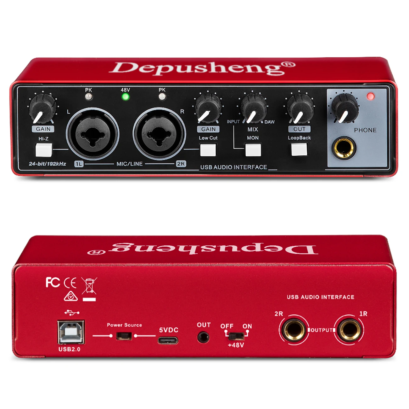Audio Interface Depusheng MD22 USB 3.0 Sound Card with Monitoring Electric Guitar Live Recording For Studio Singing Micro