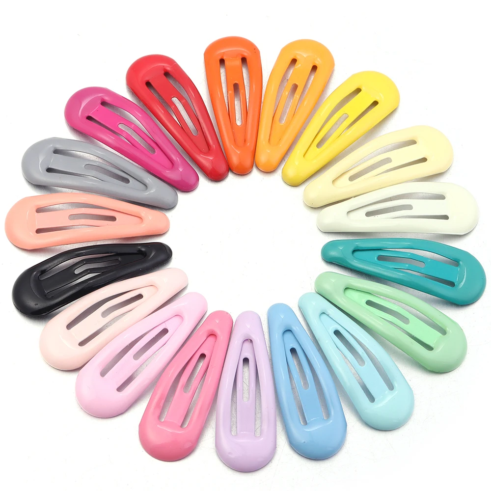 30pcs 3cm Colorful BB Hair Clips Girls Water Drop Shape Hairpin Cute Princess Barrette Simple Snap Clip Kids Hair Accessories
