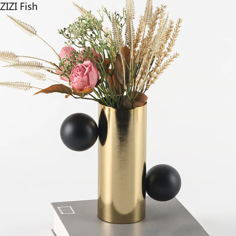 

Golden Metal Vase Desktop Art Vase Decoraton Flower Arrangement Flowers Vessels Ornament Dried Flower Vases Decorative Vases