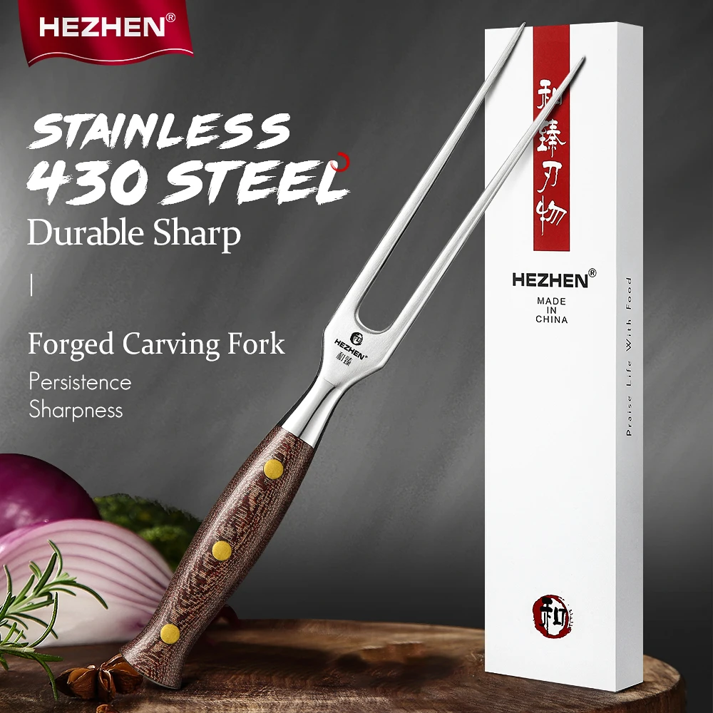 

HEZHEN Barbecue Forks 2-Tine Forks Barbecue Tools Carving Forks Large Meat Forks Micarta Handle Kitchen Tools