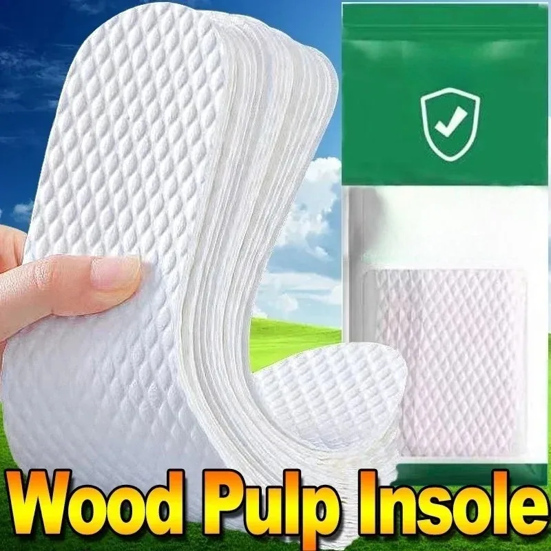 Natural Wood Pulp Disposable Insoles Extremely Thin Breathable Sweat Proof Soft Shoe Inserts Unisex for Men and Women