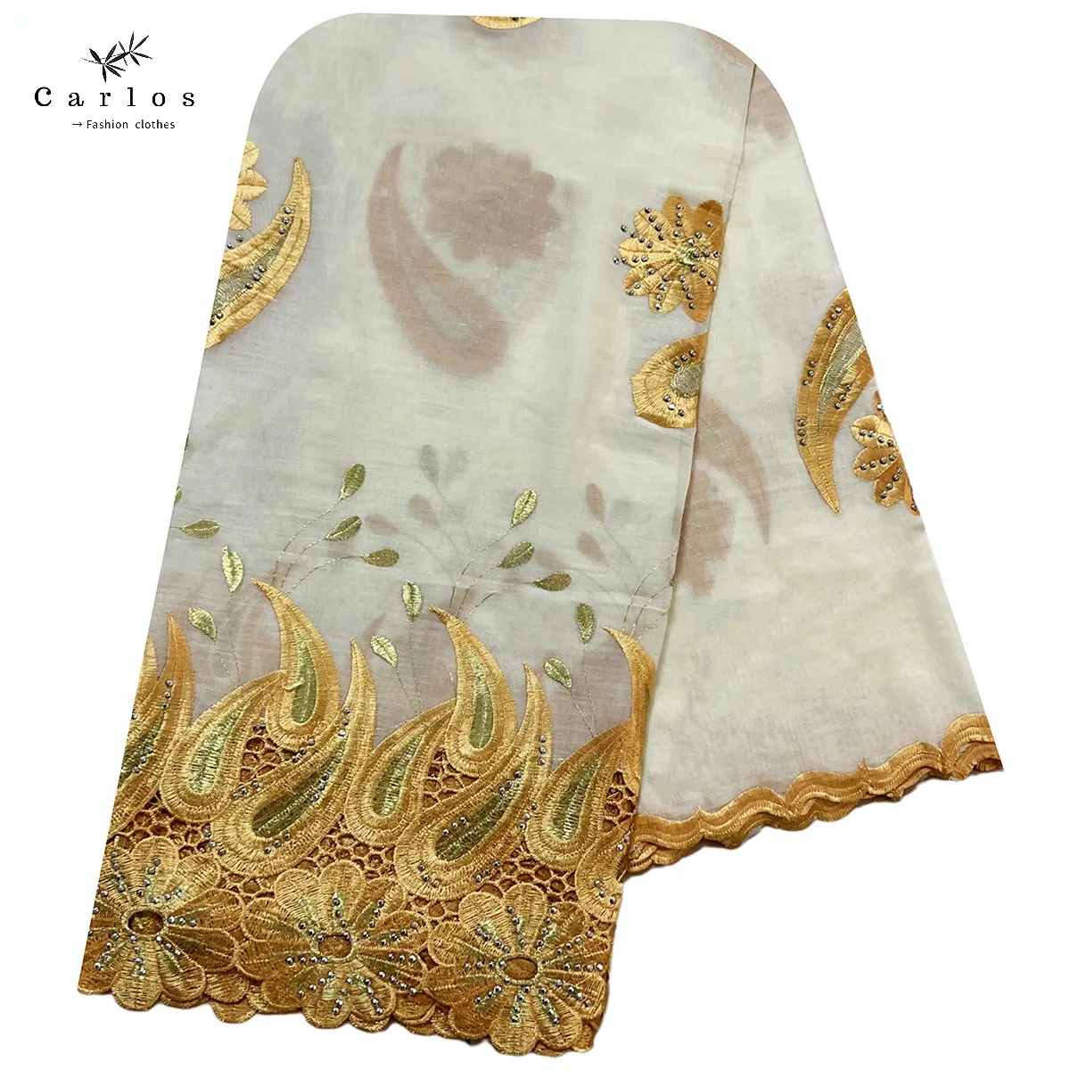 2022 Hot Sale African Muslim Women Scarfs Big Circle Design Big Embrodiery  Cotton With Grenadine  Big Scarf for Shawls Pashmina