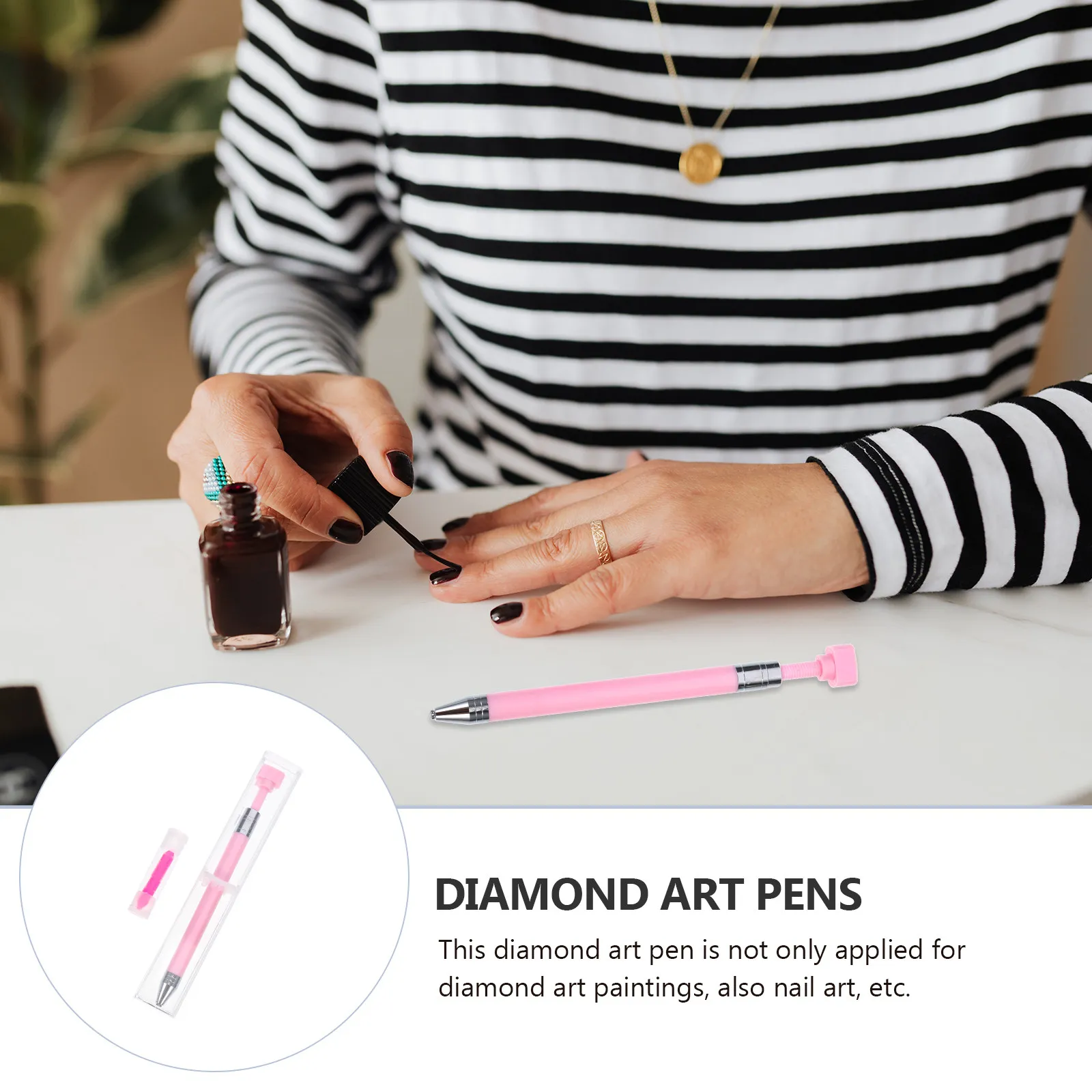 

1Set Diamond Art Pen Ergonomic Smooth Surface Rotatable Nail Art Pen Refillable Wax Dotting Tool for DIY