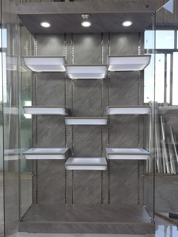 Glass Display Cabinet With Light, Toy Figure Showcase Household Commercial Storage Cabinet