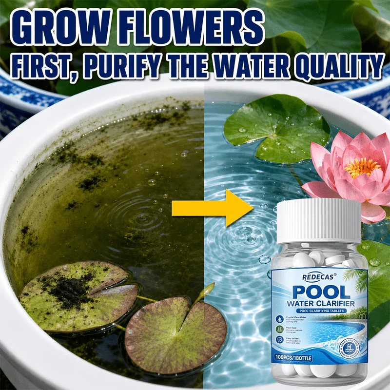 Pool Water Clarifying Tablets, for All Pools & Hot Tubs, Clears Cloudy Water, Fast‑Dissolving, Easy‑to‑Use