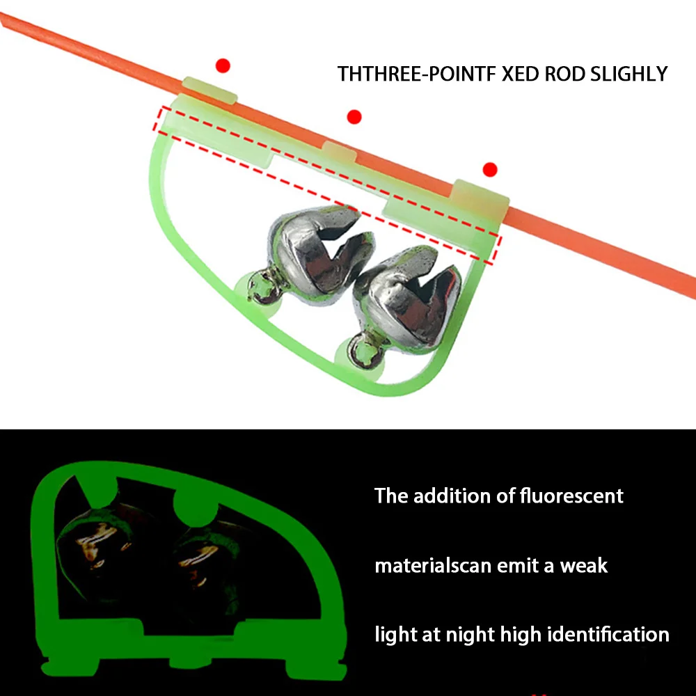 2022 Fishing Accessories Fish Alarm Twin Bells Ring Clip Fishing Rod Bite Alarm Bells Ring For Peche En Mer Seabass Equipment