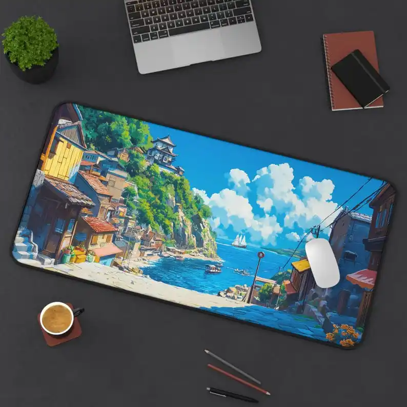 

Seaside Pattern Table Mat,non-slip Waterproof Gaming Mousepad,desk Accessories,workspace Decoration,computer Desk Protective Mat