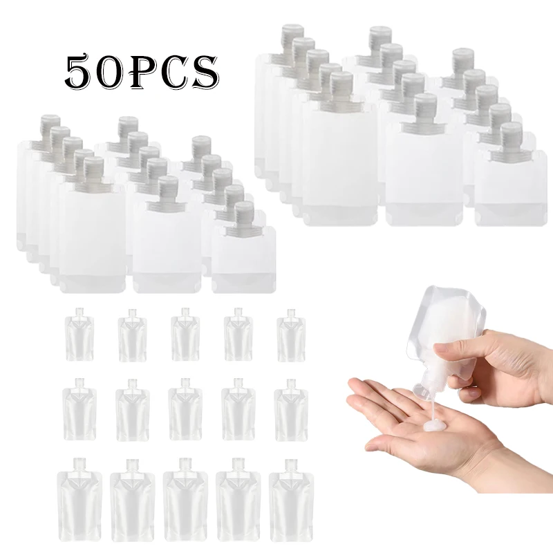 

50Pcs 30/50/100ML Refillable Packaging Bags Travel Essentials Lotion Cosmetics Shampoo Shower Gel Portable Bags Makeup Fluid