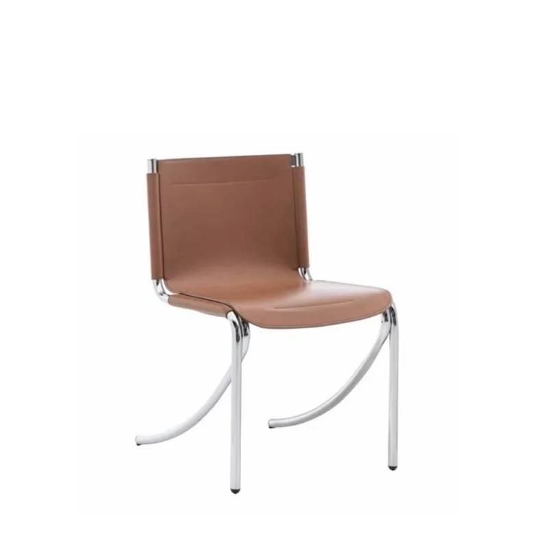 Simple Modern Design Stainless Steel Saddle Leather Fabric Can Be Used As Office Negotiation Reception Chair Home Dining Chair