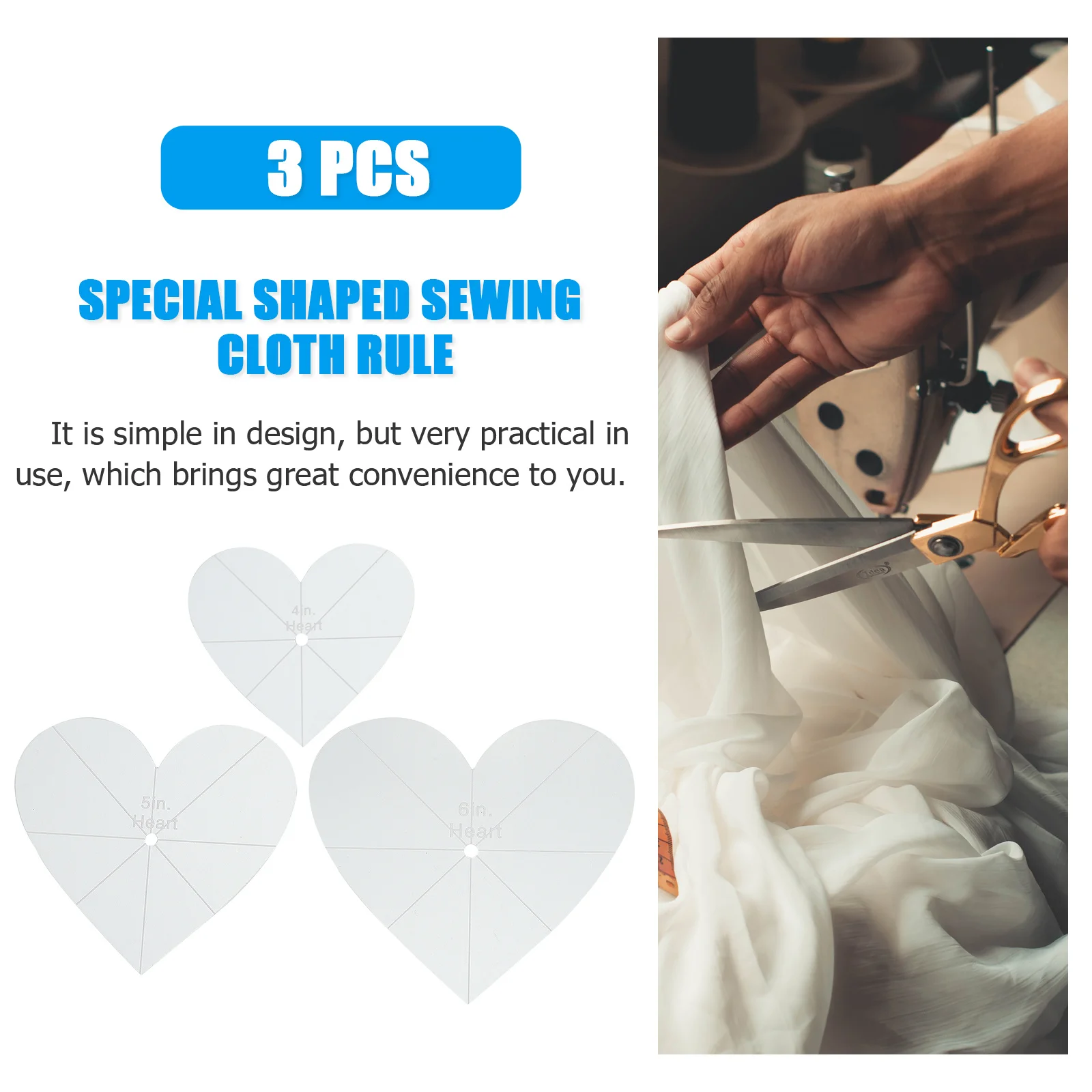 3 Pcs Sewing Ruler Heart Quilting Template Patchwork Tools Shape Templates Acrylic Stencil Rulers and Affordable DIY Embroidery
