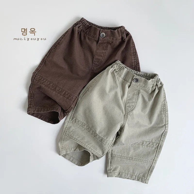 

Retro RAISE Korean Babys Boys Pants Autumn Loose Casual Elastic Waist Kids Boys Trousers Cotton Solid Children Boys Bottom Pants