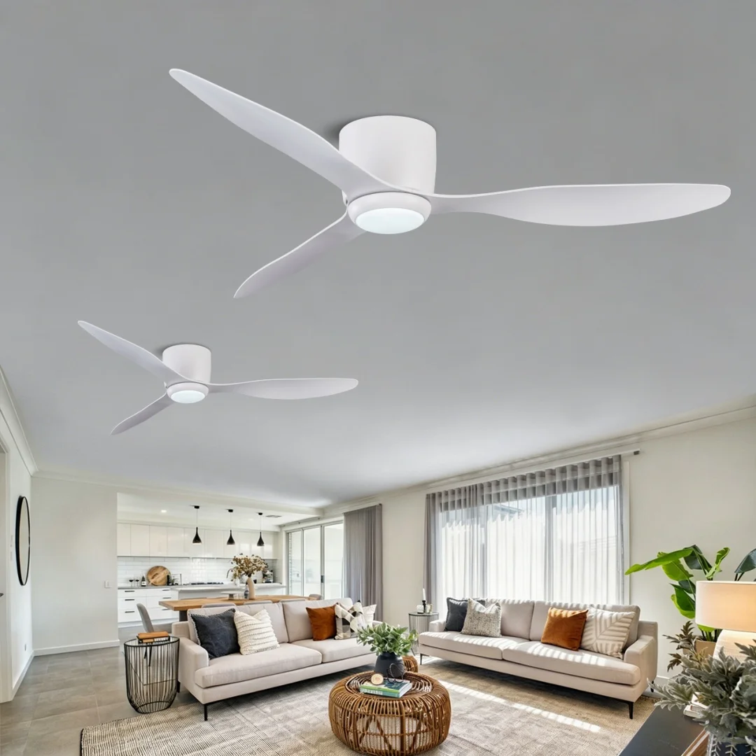 52in Modern Black White Low Floor DC Motor Ceiling Fans With Remote Control Simple Ceiling Fan Light Home Fan