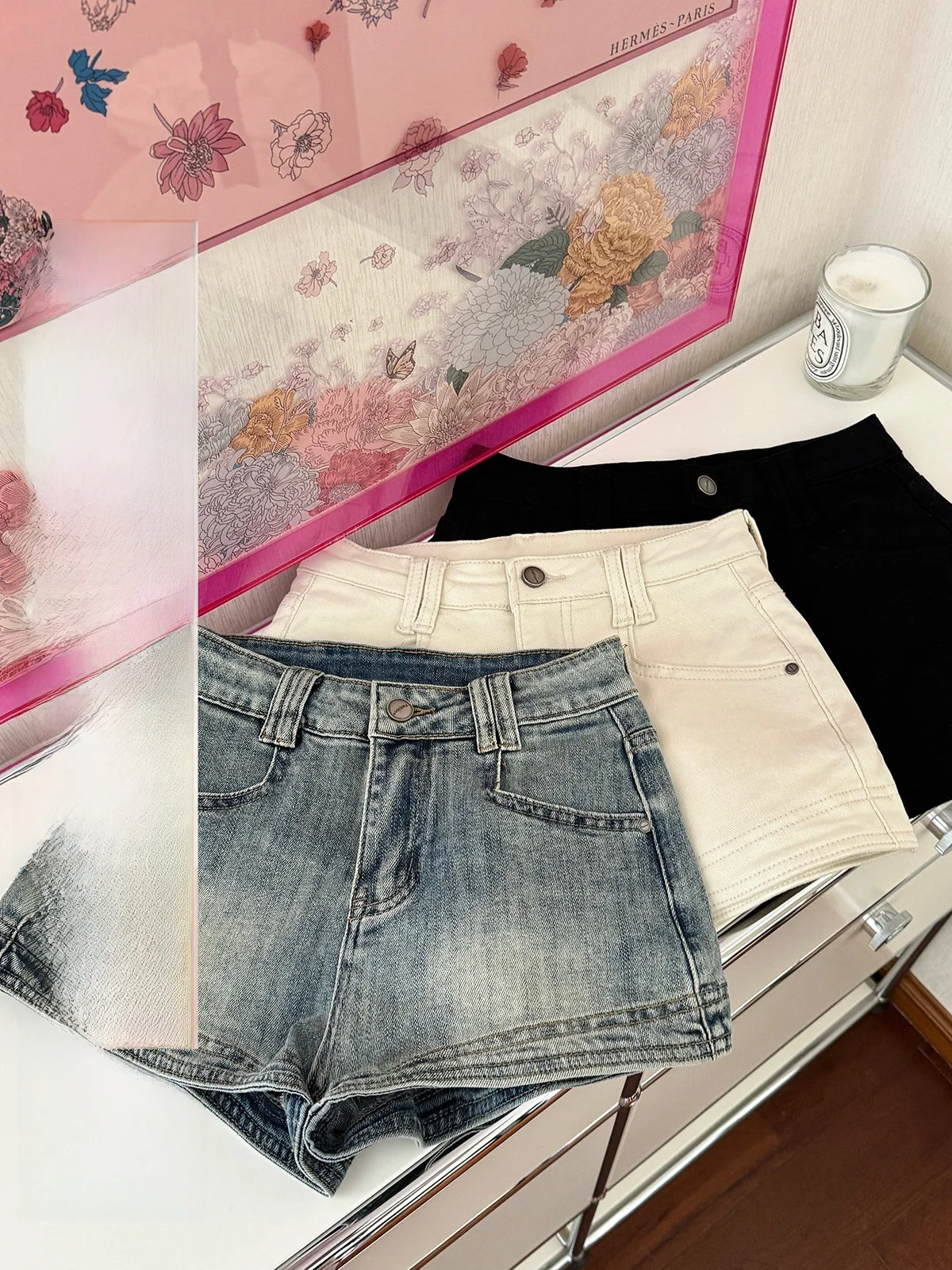 

Sli Универсальные женские джинсы Hotdog Spicy Denim orts in Tee Colors Ele Sle Stand Fit Средний эластичный хлопок