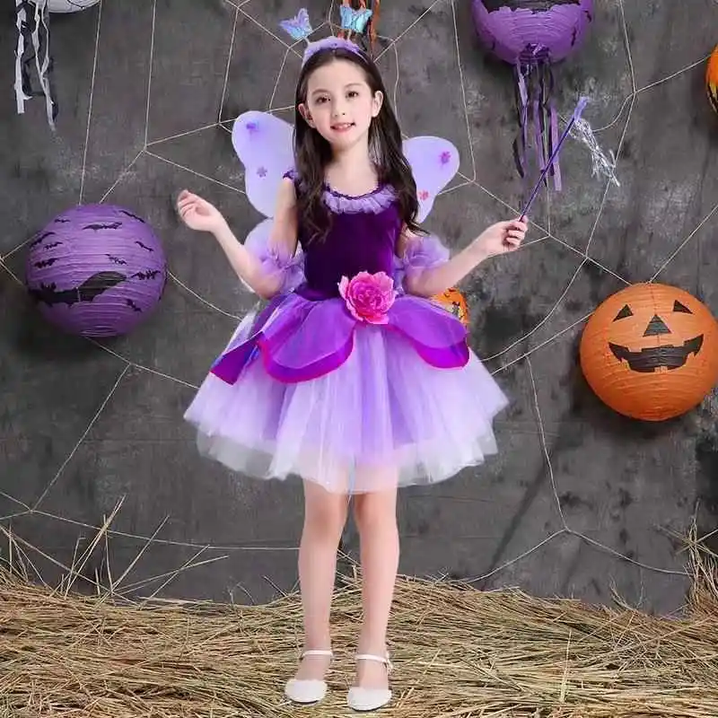 Gonna primaverile loween Par Costume da strega Abiti da spettacolo per ragazze Asilo Ballo in maschera Vestito da strega
