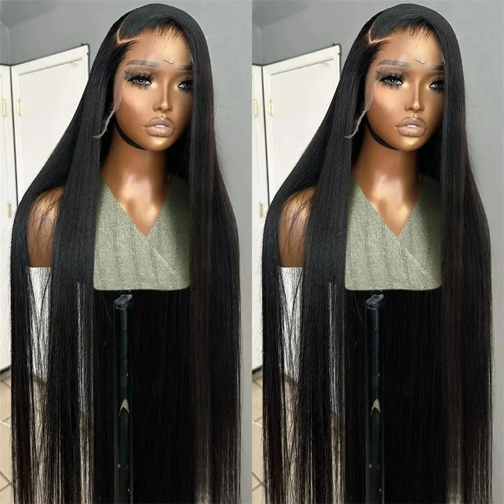 Human Hair 30 34 40 Inch Straight 200 High Density Brazilian Wig Transparent Lace Front 13x5 Lace Frontal Wigs Remy For Women