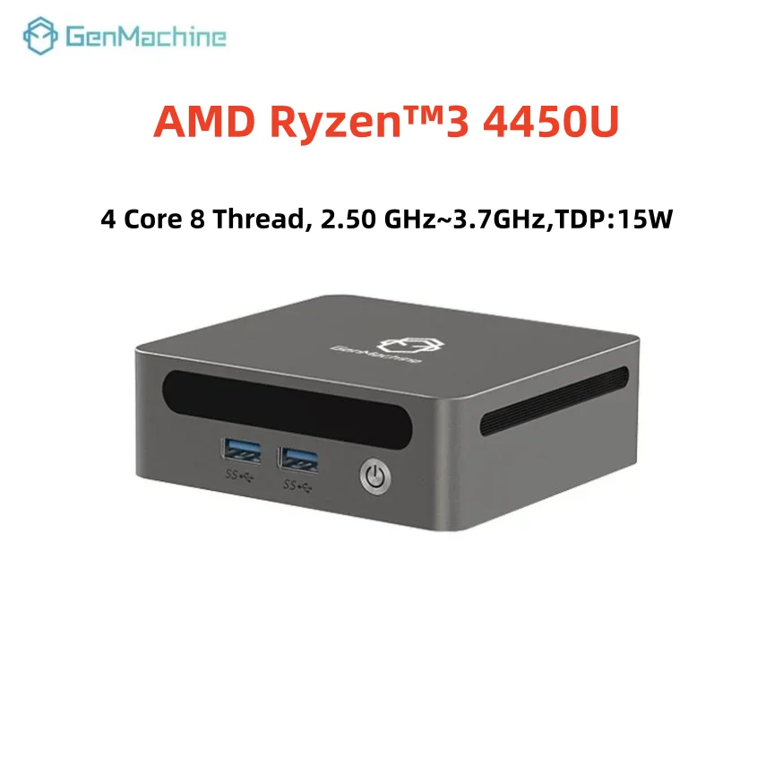 GenMachine Mini PC AMD Ryzen 3 4450U معالج Windows 11 Ryzen 4 Core 8 Thread، 2.50 جيجا هرتز ~ 3.7 جيجا هرتز، TDP: 15 وات DDR4 Wifi6 HDMI Pc #1